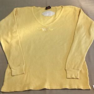 EUC Harley-Davidson Yellow Waffle Knit Top